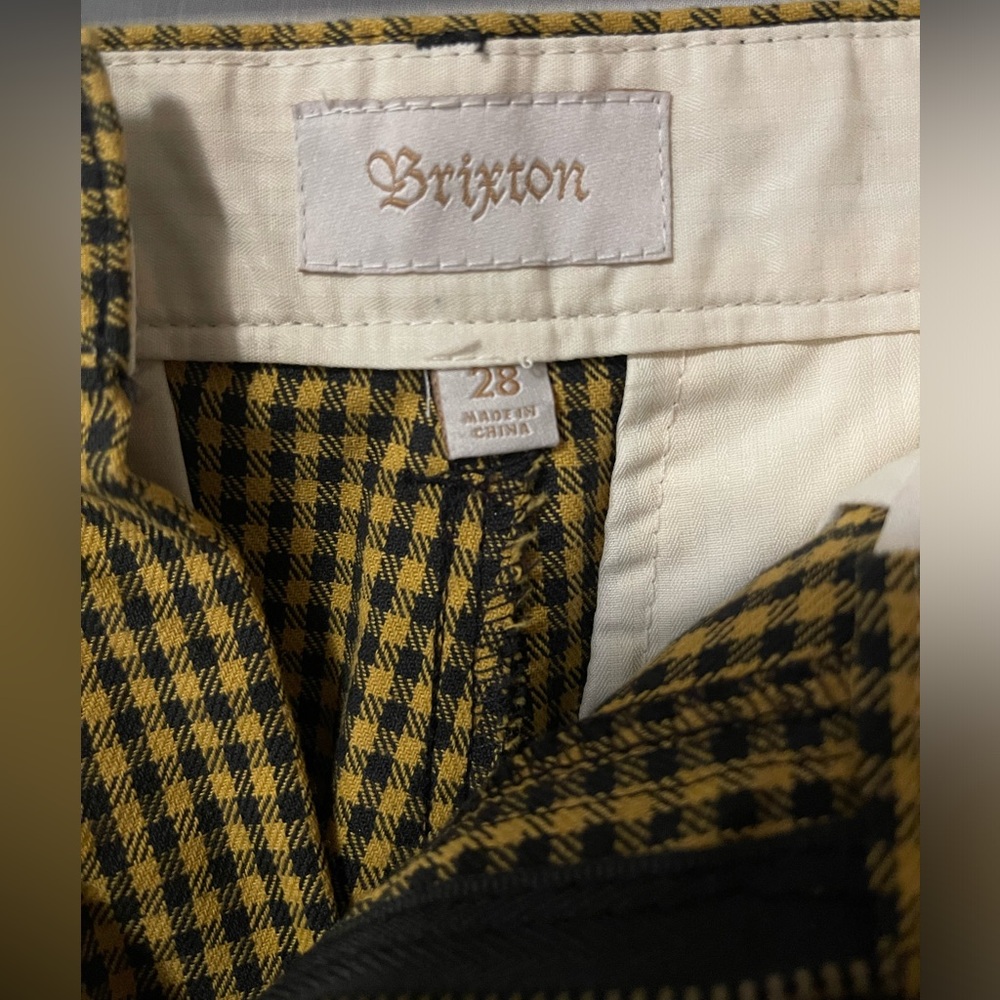 Brixton Victory Trouser Pants | Gingham | Black/Gold | size 26